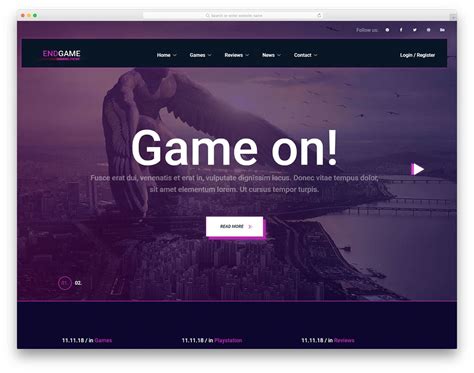 free html gaming website templates